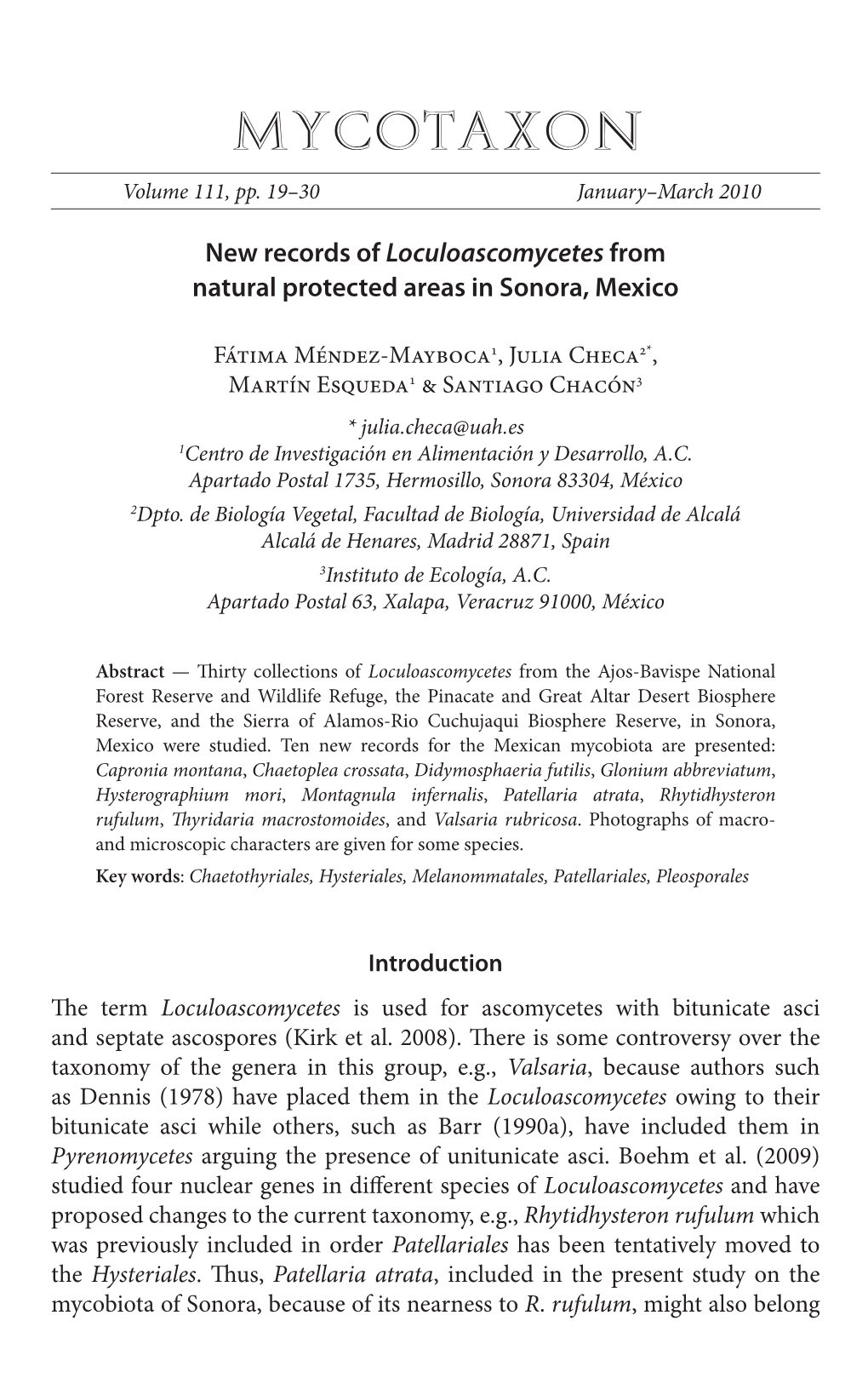 New Records of &lt;I&gt;Loculoascomycetes&lt;/I&gt; From