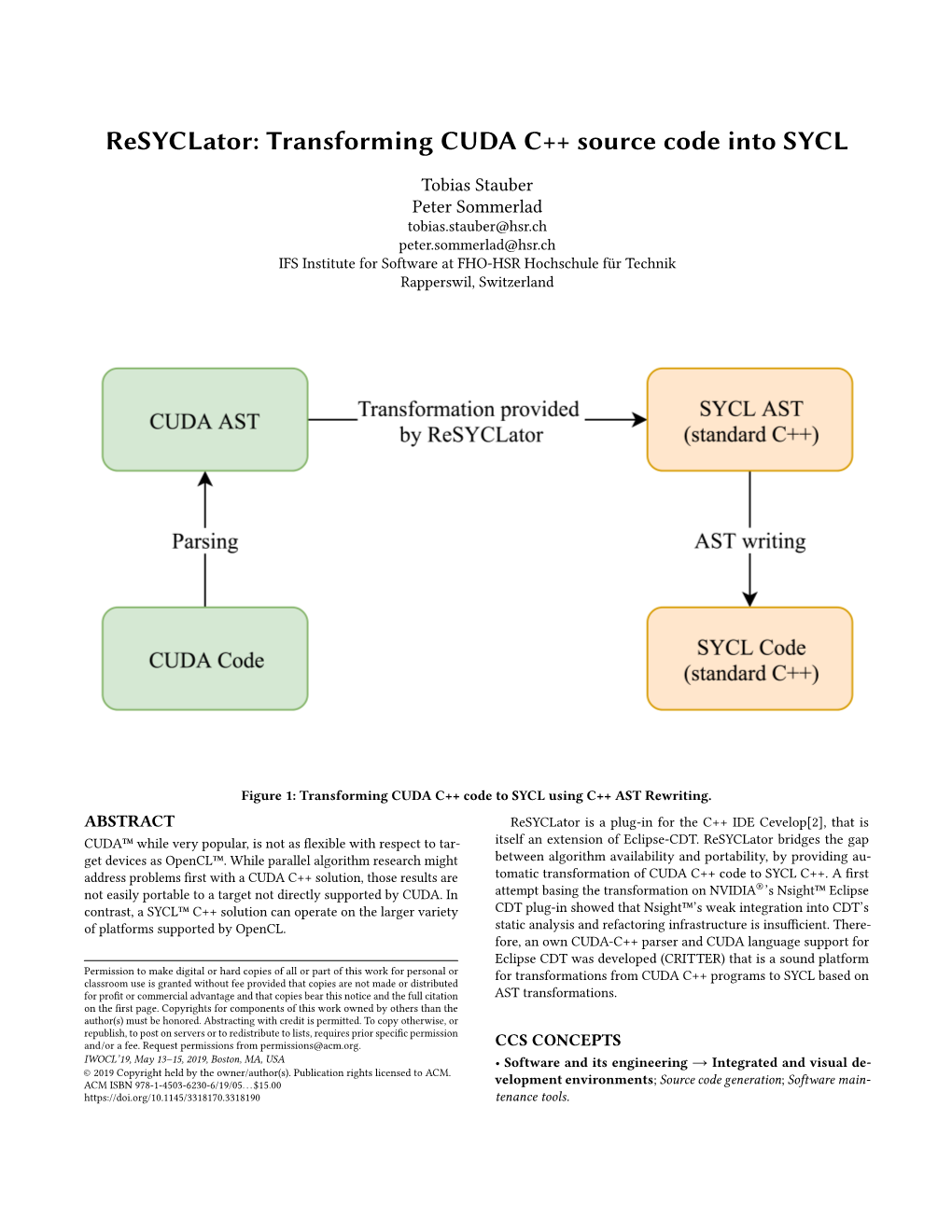 Resyclator: Transforming CUDA C++ Source Code Into SYCL