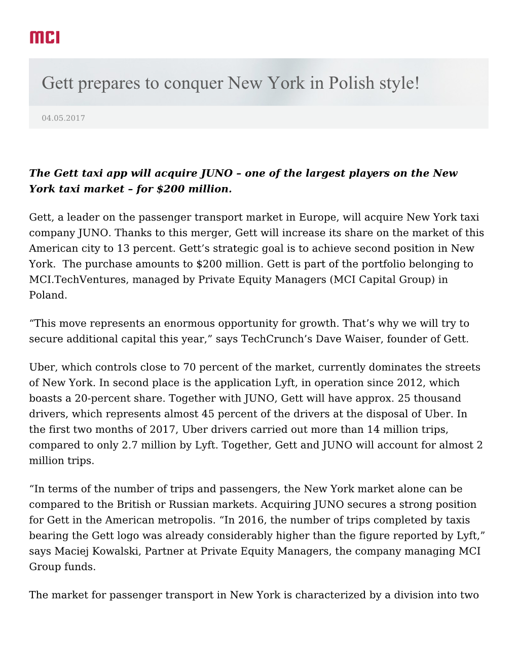 Gett Prepares to Conquer New York in Polish Style!