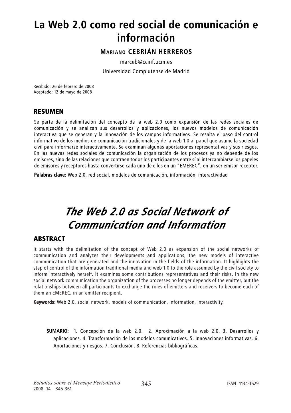 La Web 2.0 Como Red Social De Comunicación E Información