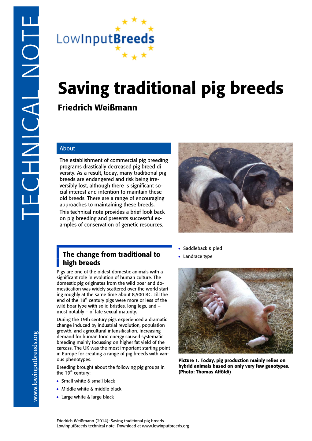 Saving Traditional Pig Breeds Friedrich Weißmann