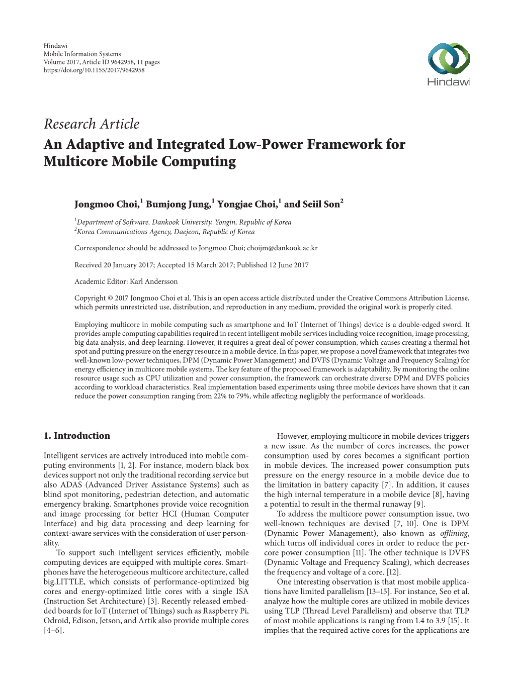 An Adaptive and Integrated Low-Power Framework for Multicore Mobile Computing