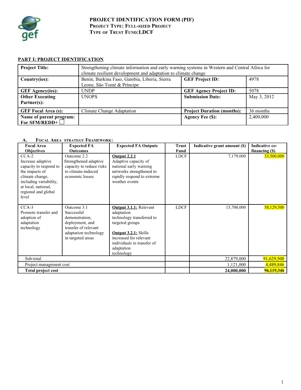 Project Identification Form (Pif) s2