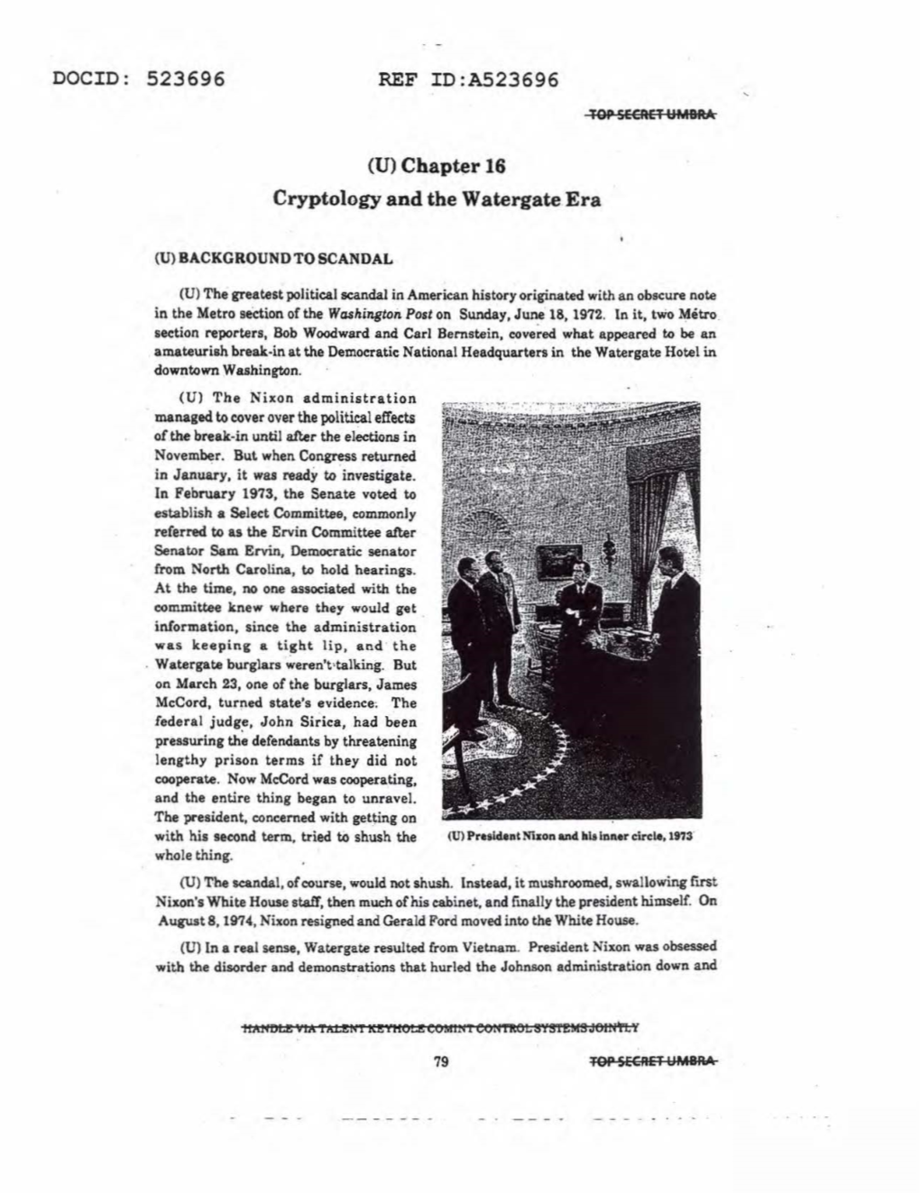 523696 REF ID:A523696 {U) Chapter 16 Cryptology and the Watergate