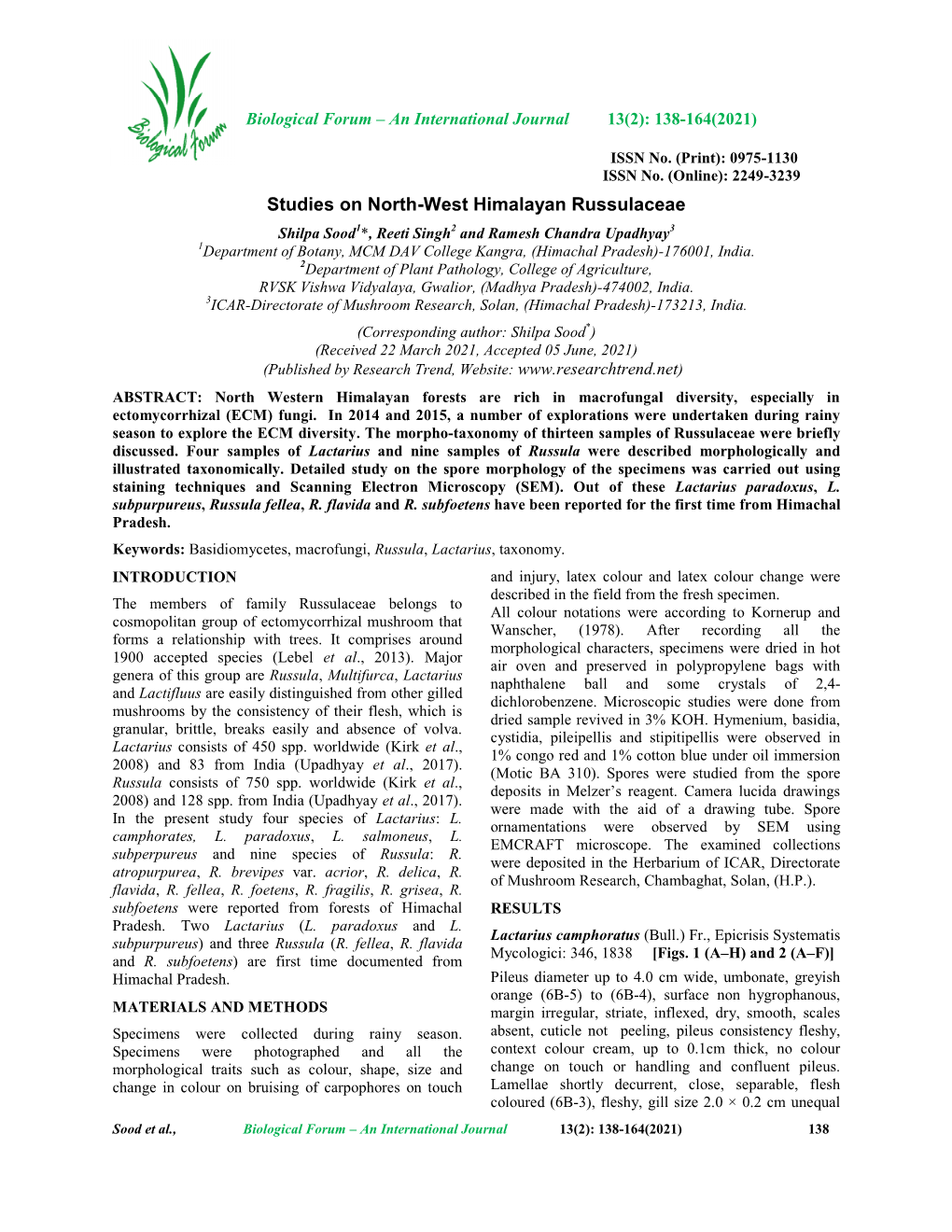 Studies on North-West Himalayan Russulaceae