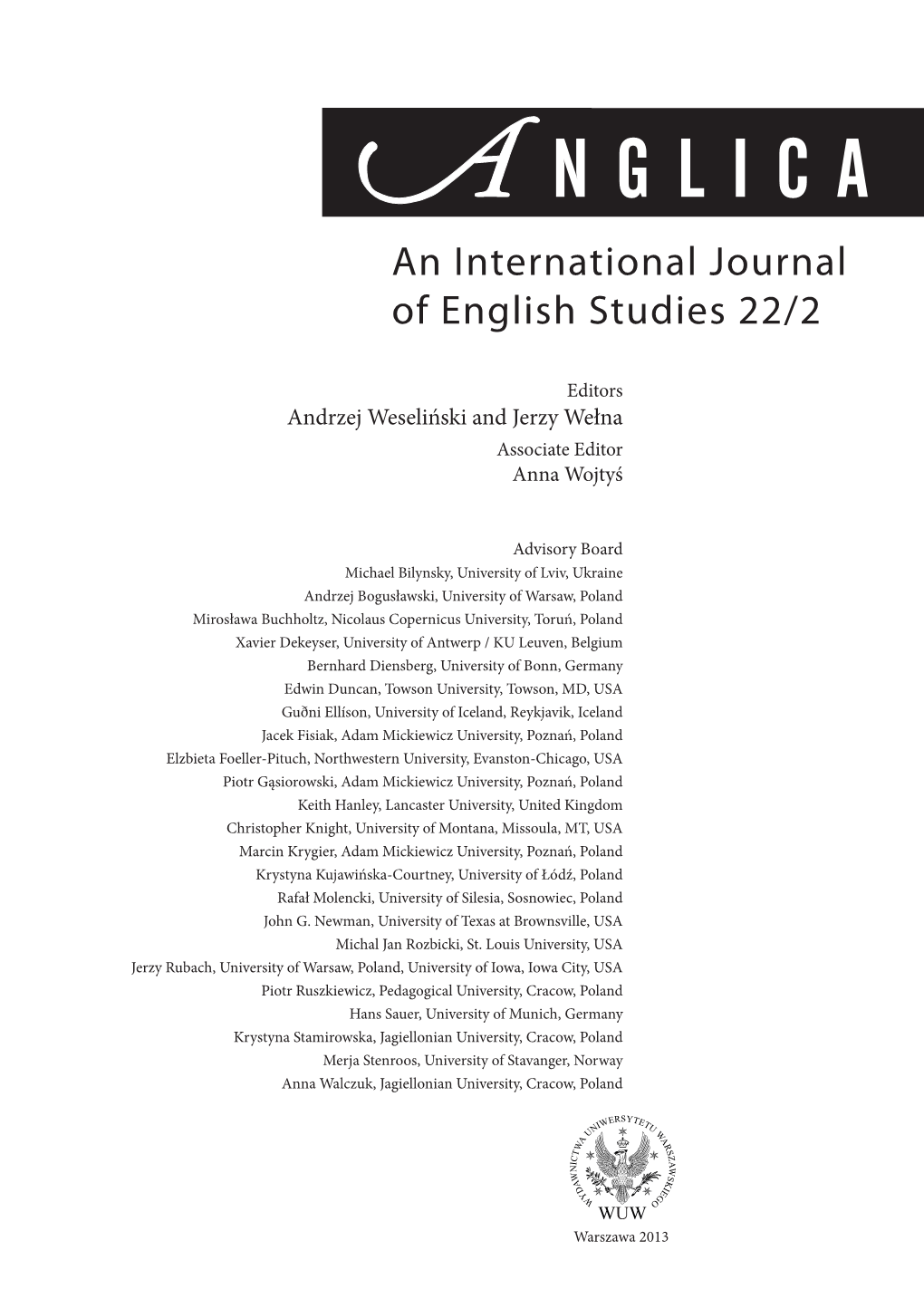 An International Journal of English Studies 22/2