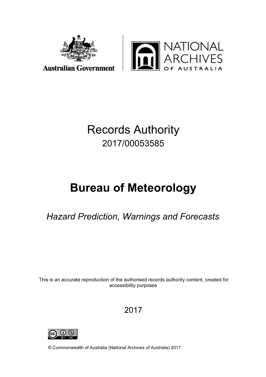 Bureau of Meteorology (BOM) - Records Authority - 2017/0005358