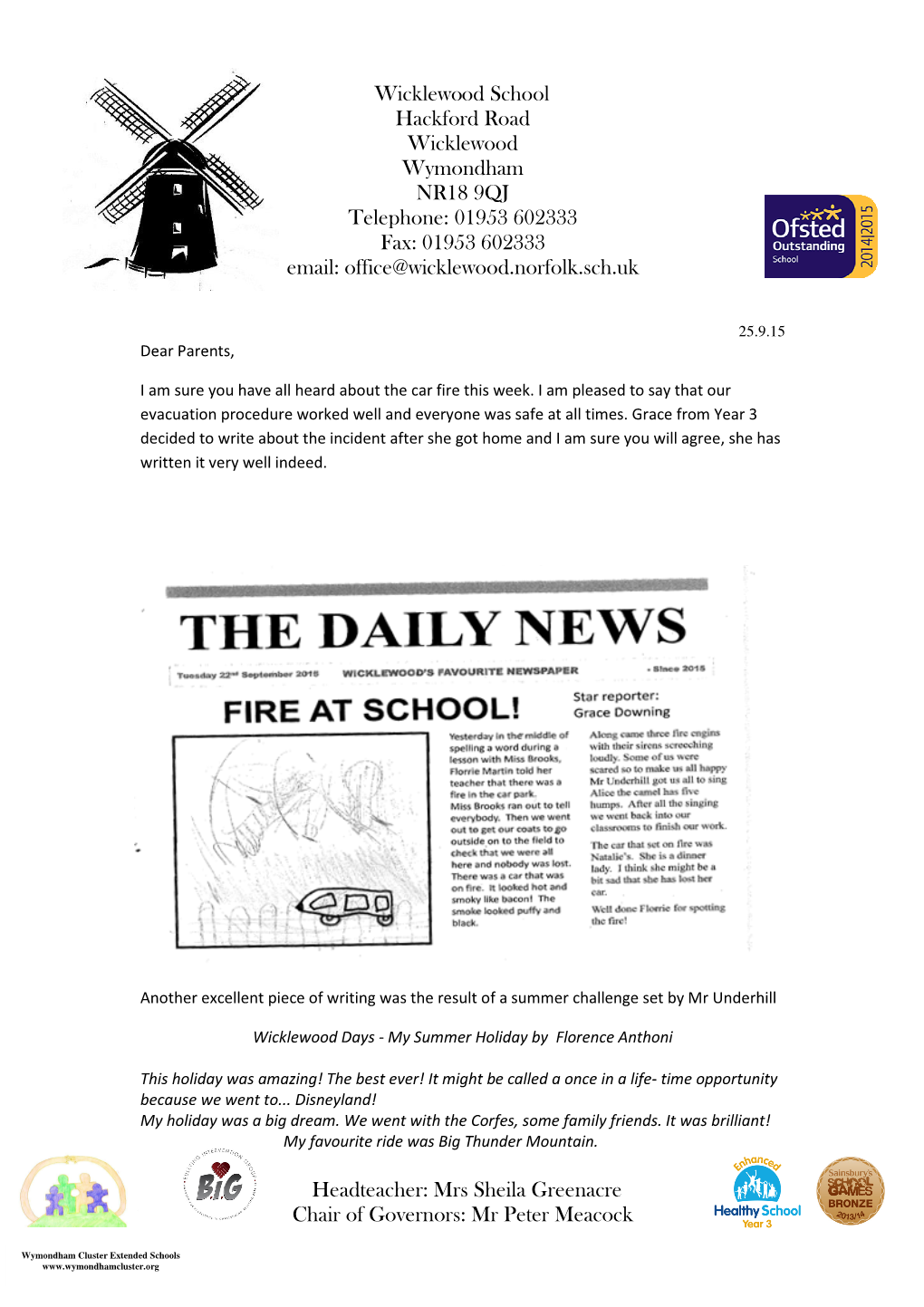 Newsletter 25Th September 2015