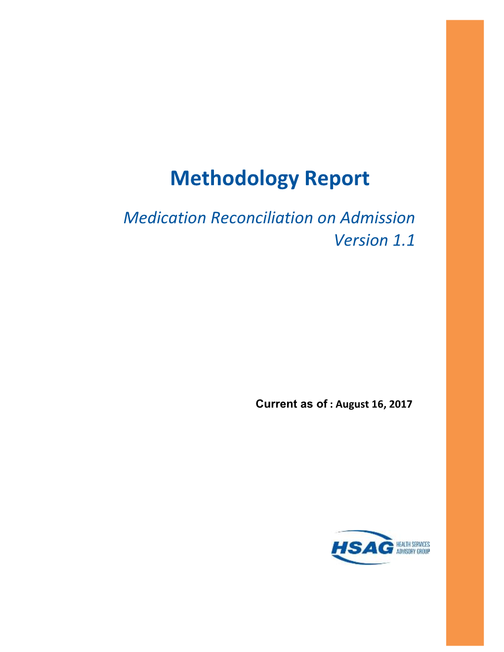 Methodology Report Medication Reconciliation on Admission