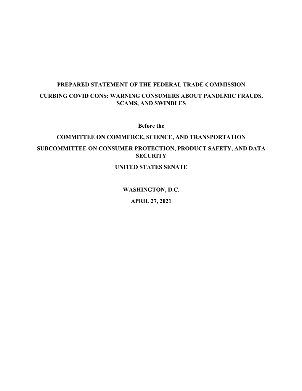 Prepared Statement of the FTC.Pdf