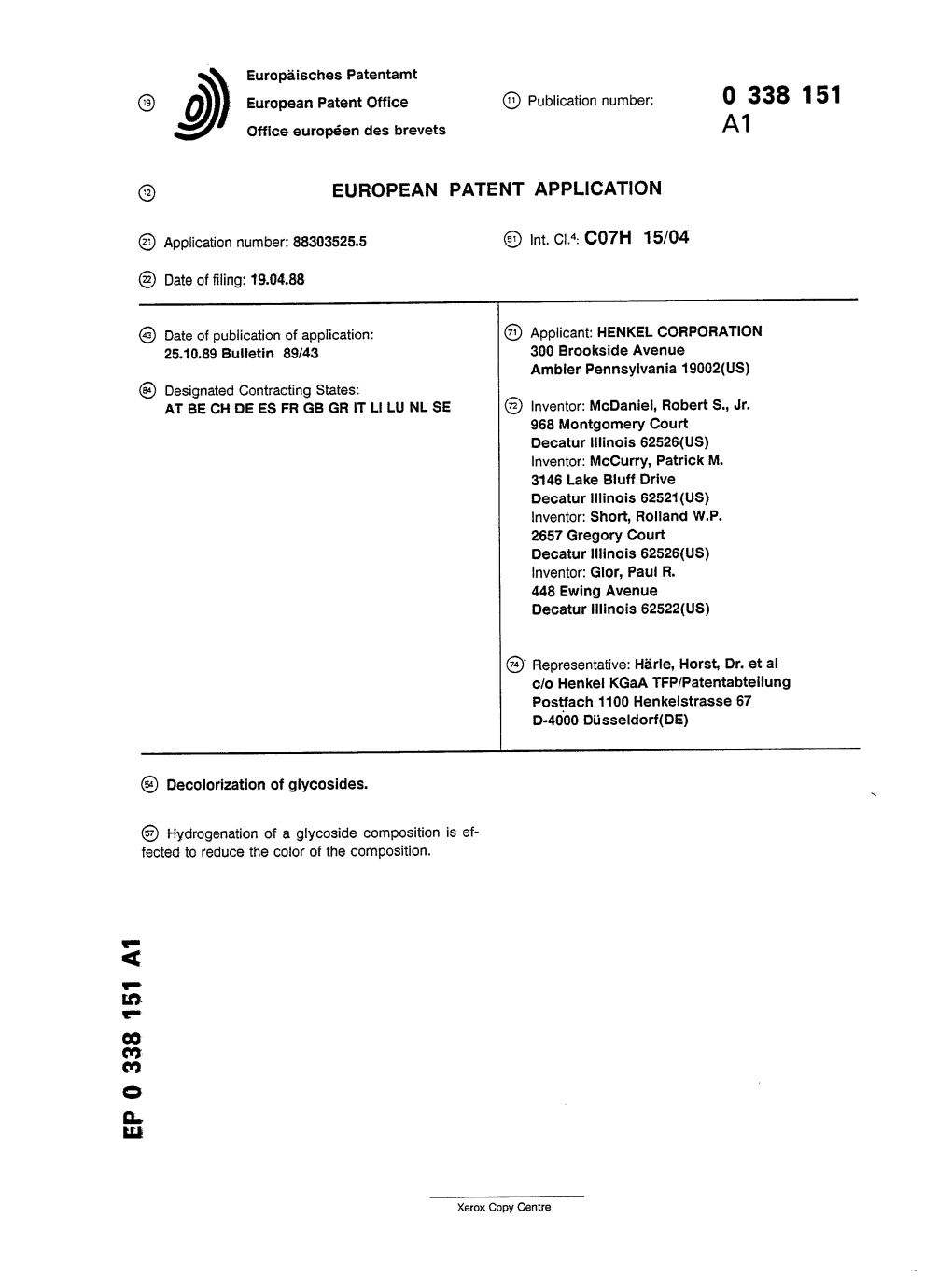 Decolorization of Glycosides