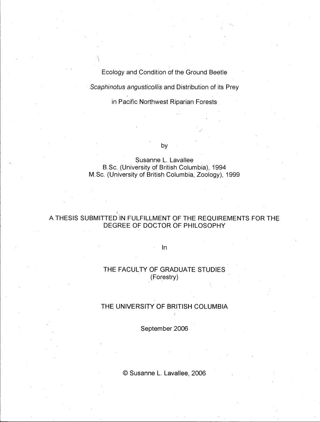 Ecology and Condition of the Ground Beetle Scaphinotus Angusticollis