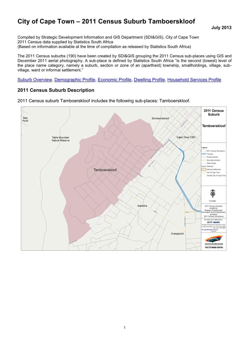 2011 Census Suburb Tamboerskloof July 2013