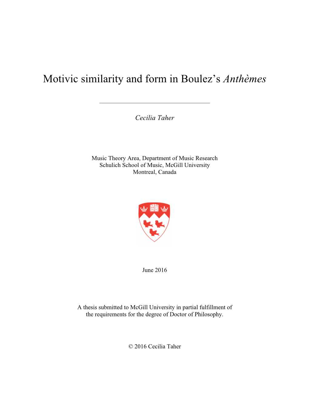 Motivic Similarity and Form in Boulez's Anthèmes