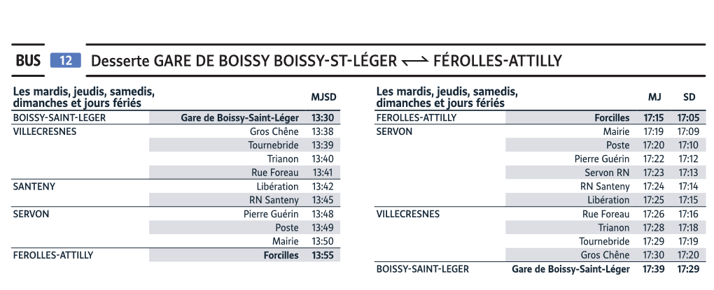 Desserte GARE DE BOISSY BOISSY-ST-LÉGER FÉROLLES