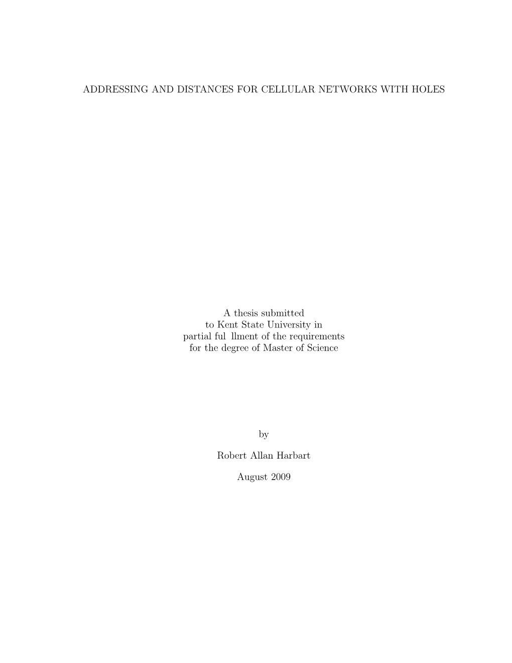 Addressing and Distances for Cellular Networks with Holes