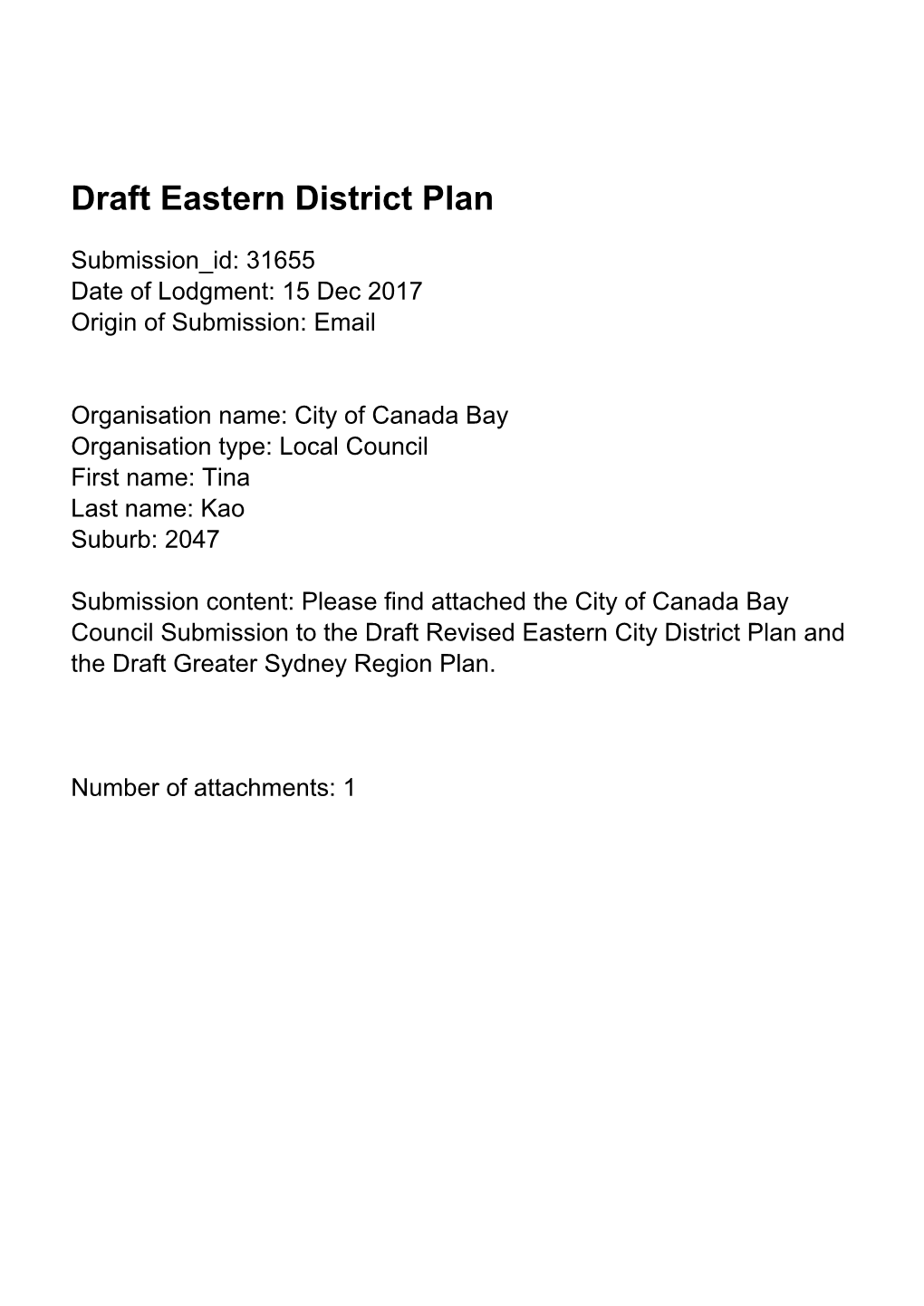 Draft Eastern District Plan