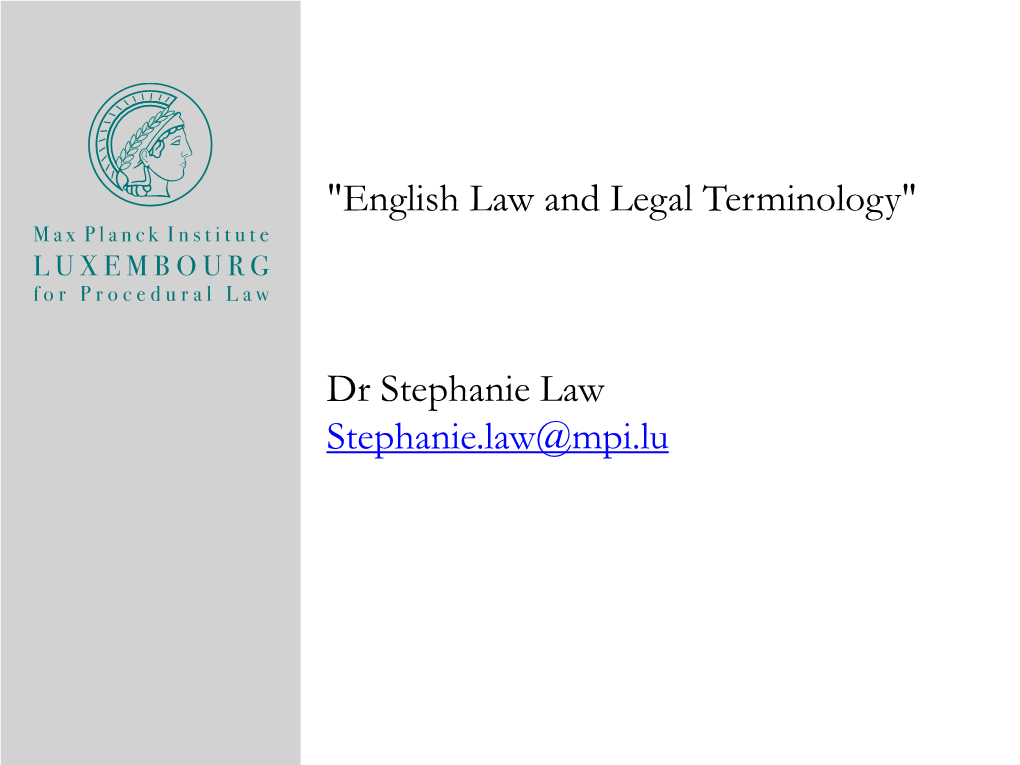 English Law and Legal Terminology"