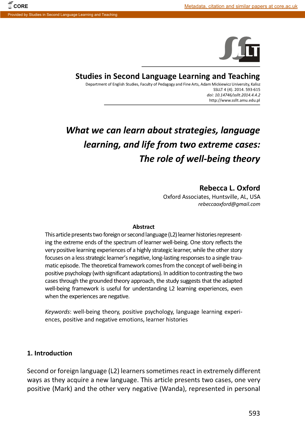 What We Can Learn About Strategies, Language Learning, and Life from Two Extreme Cases: the Role of Well-Being Theory