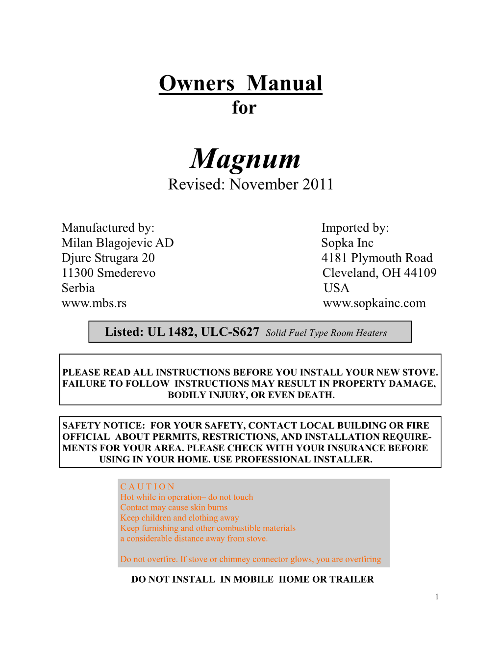 Sopka Magnum Manual