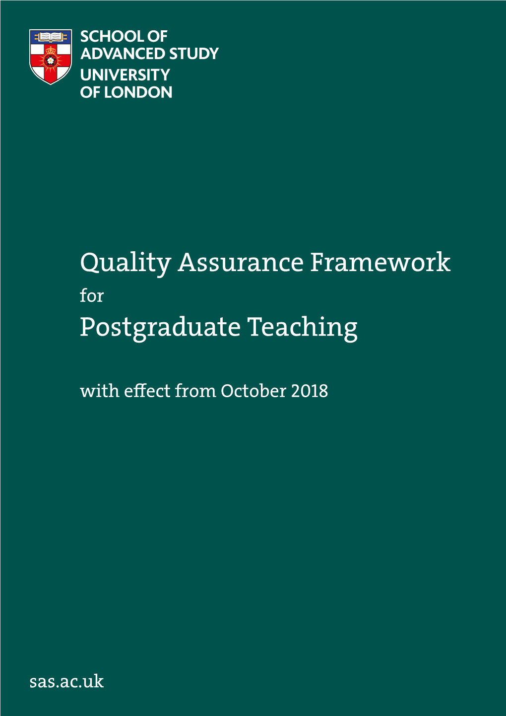 Quality Assurance Framework Postgraduate Teaching