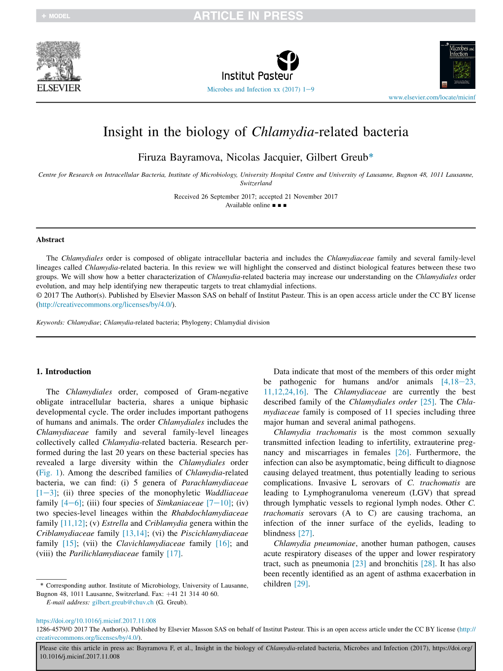 Insight in the Biology of Chlamydia-Related Bacteria