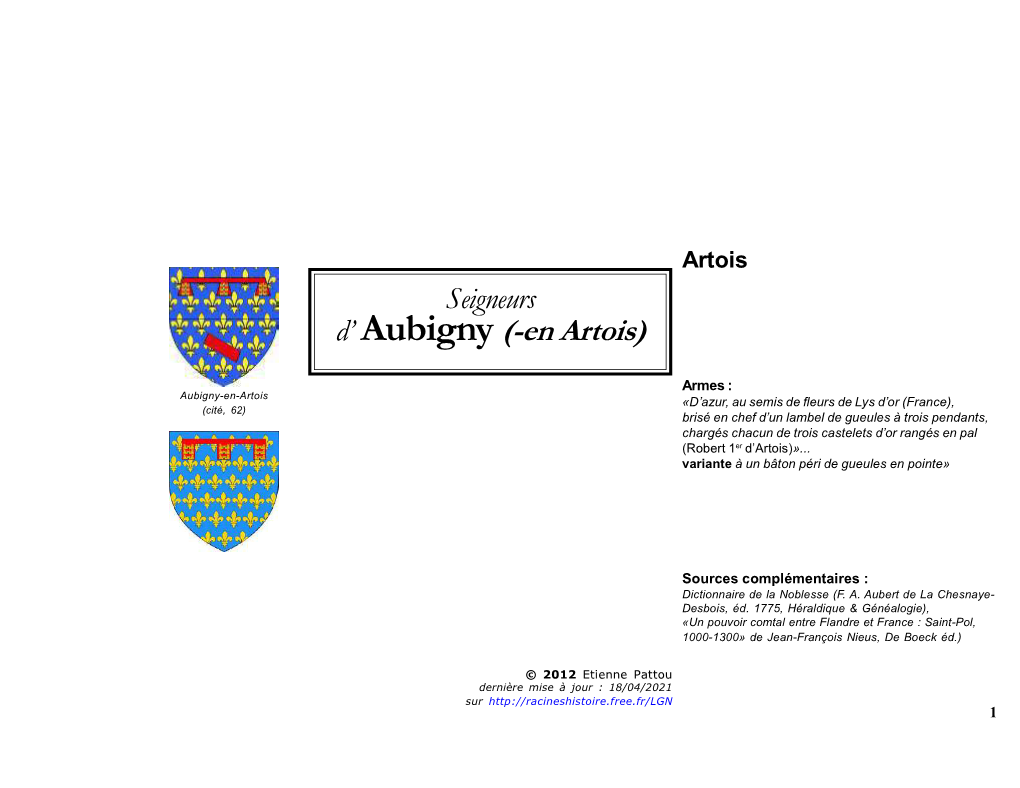 D' Aubigny (-En Artois)