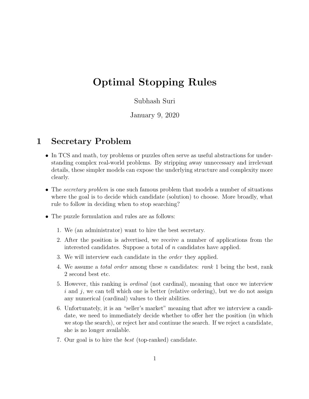 Optimal Stopping Rules