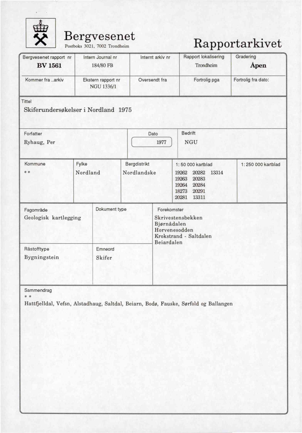 Isebergvesenet Rapportarkivet