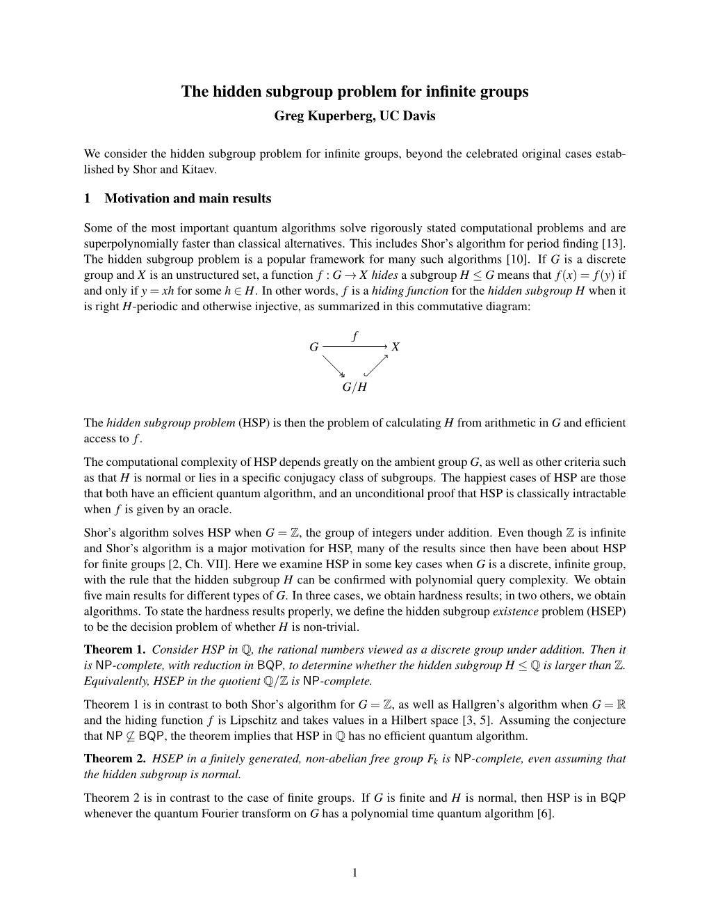 The Hidden Subgroup Problem for Infinite Groups