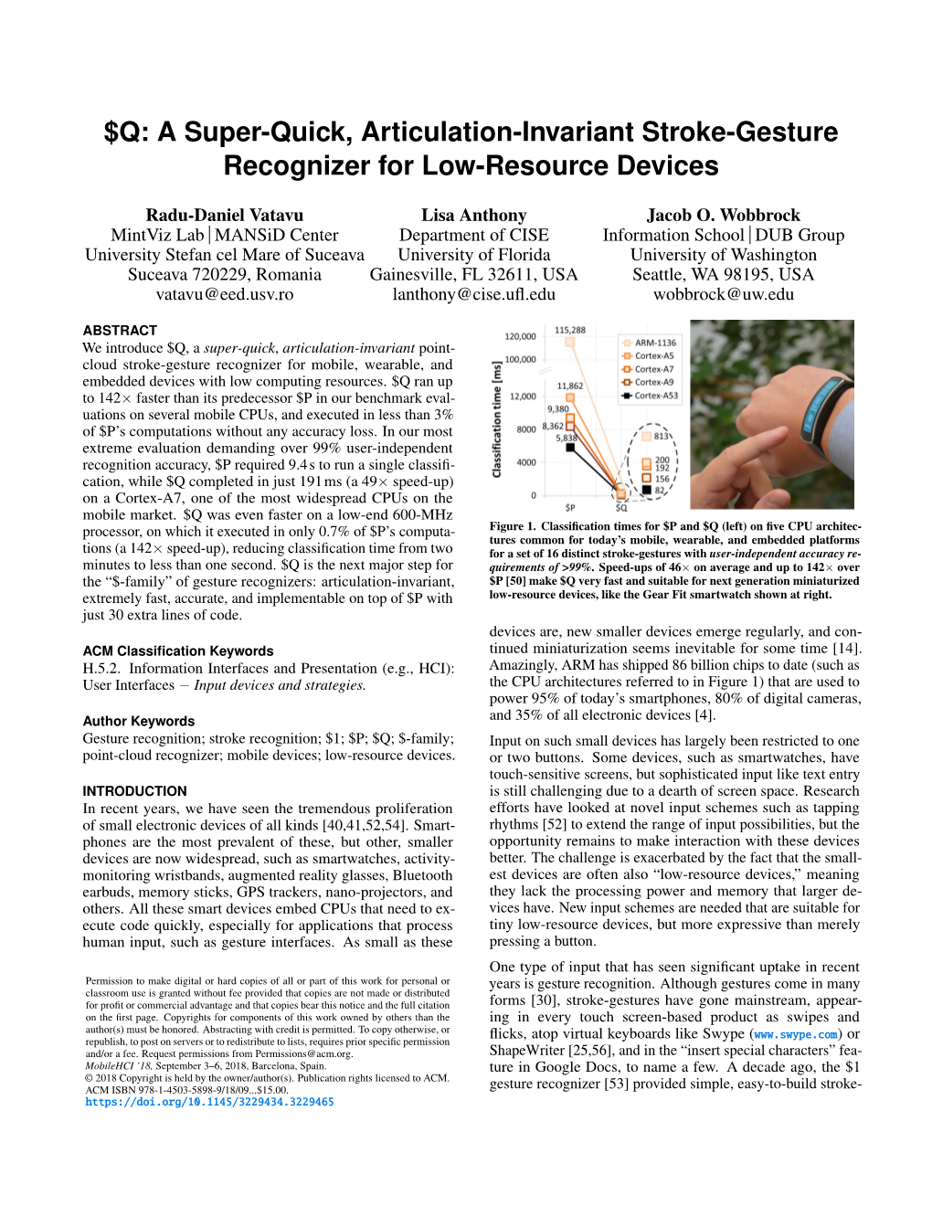 Q: a Super-Quick, Articulation-Invariant Stroke-Gesture Recognizer for Low-Resource Devices