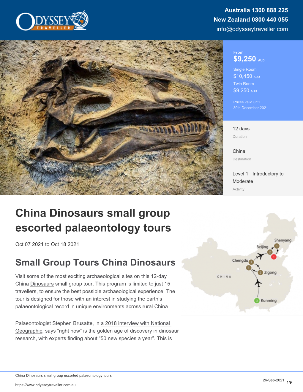 China Dinosaurs Tour | Escorted Paleontology