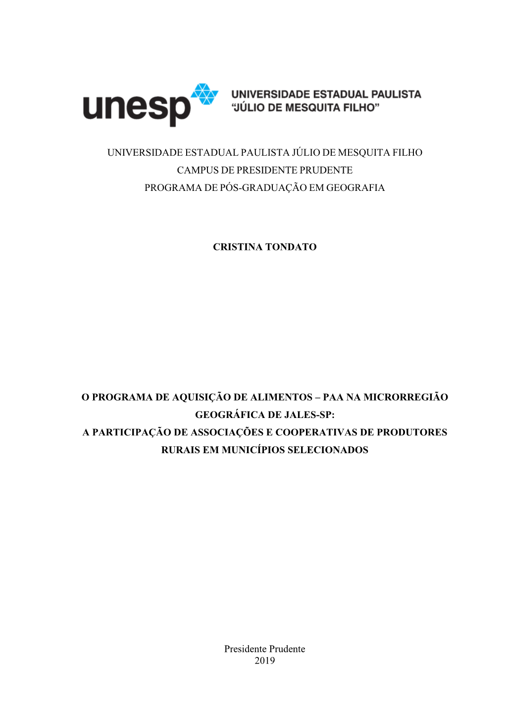 Universidade Estadual Paulista Júlio De Mesquita Filho