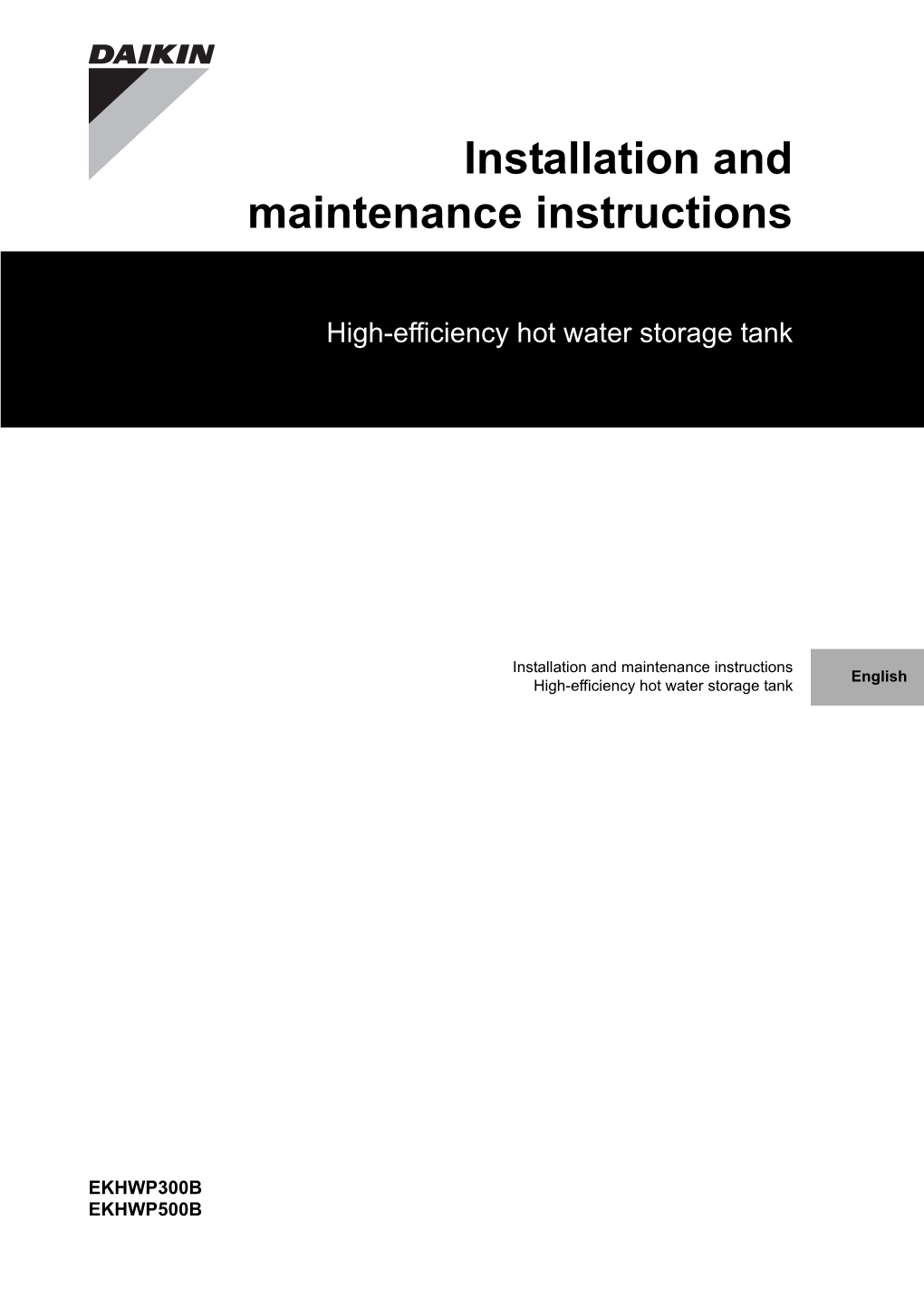 Installation and Maintenance Instructions