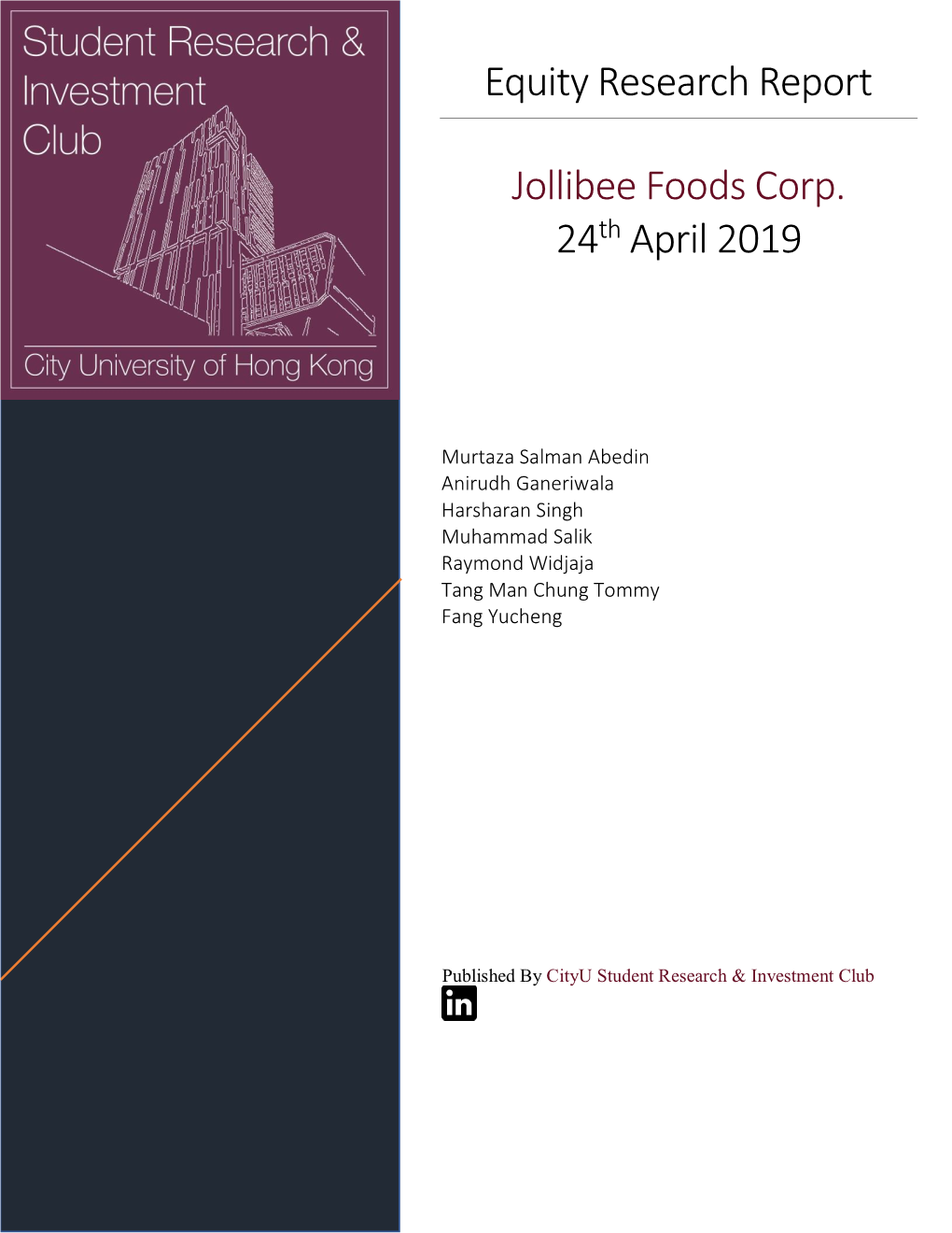 Equity Research Report Jollibee Foods Corp. 24Th April 2019