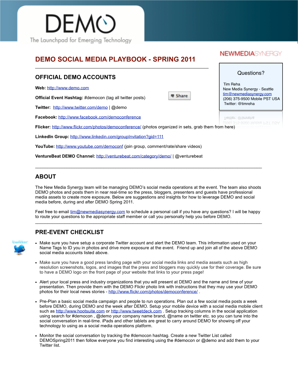 Demo Social Media Playbook