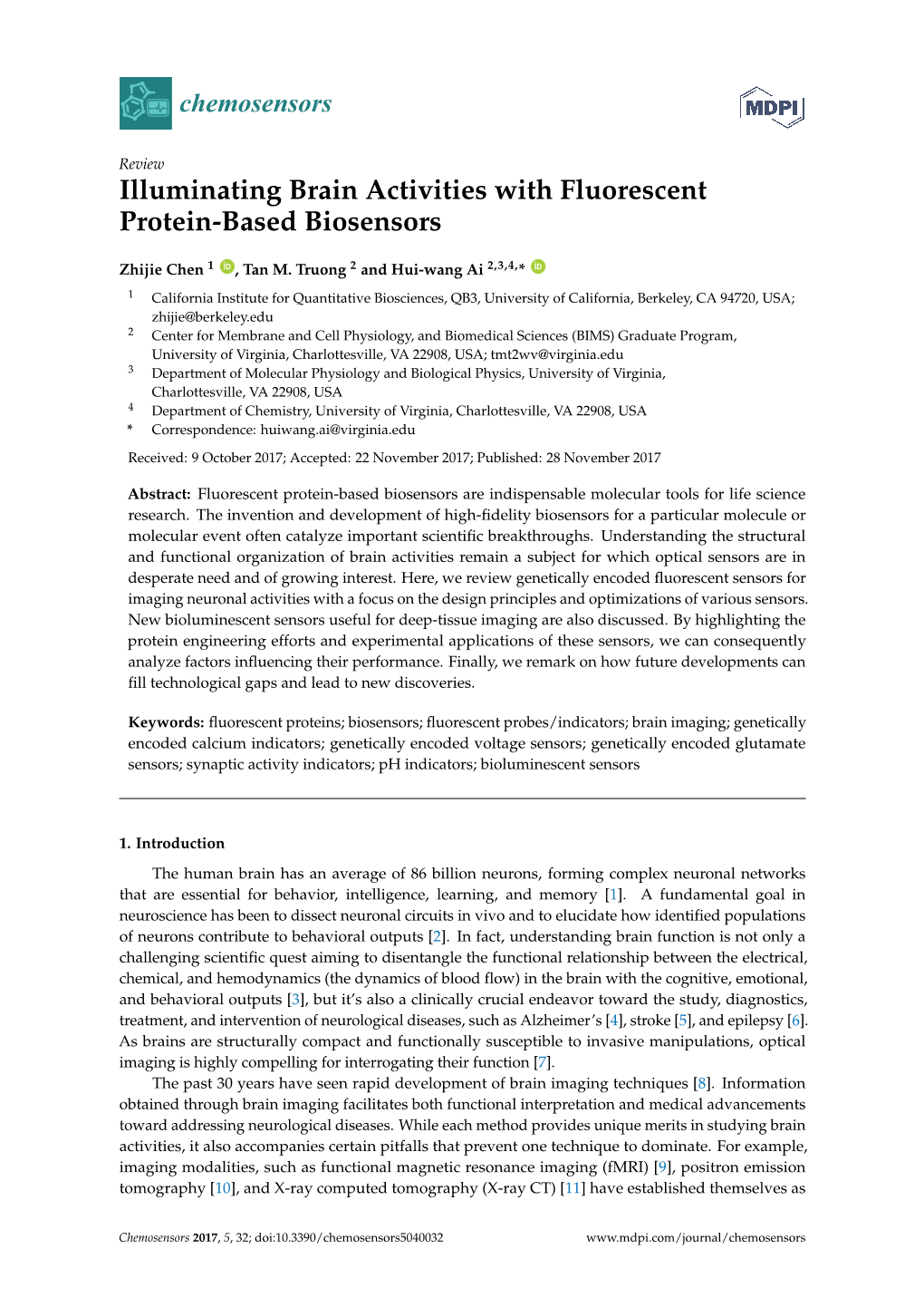 Illuminating Brain Activities with Fluorescent Protein-Based Biosensors