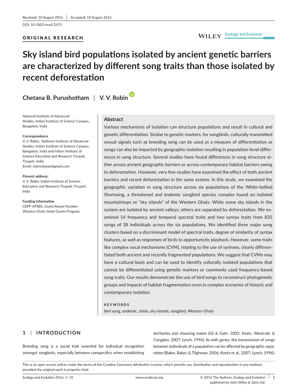 Sky Island Bird Populations Isolated by Ancient Genetic Barriers Are Characterized by Different Song Traits Than Those Isolated by Recent Deforestation