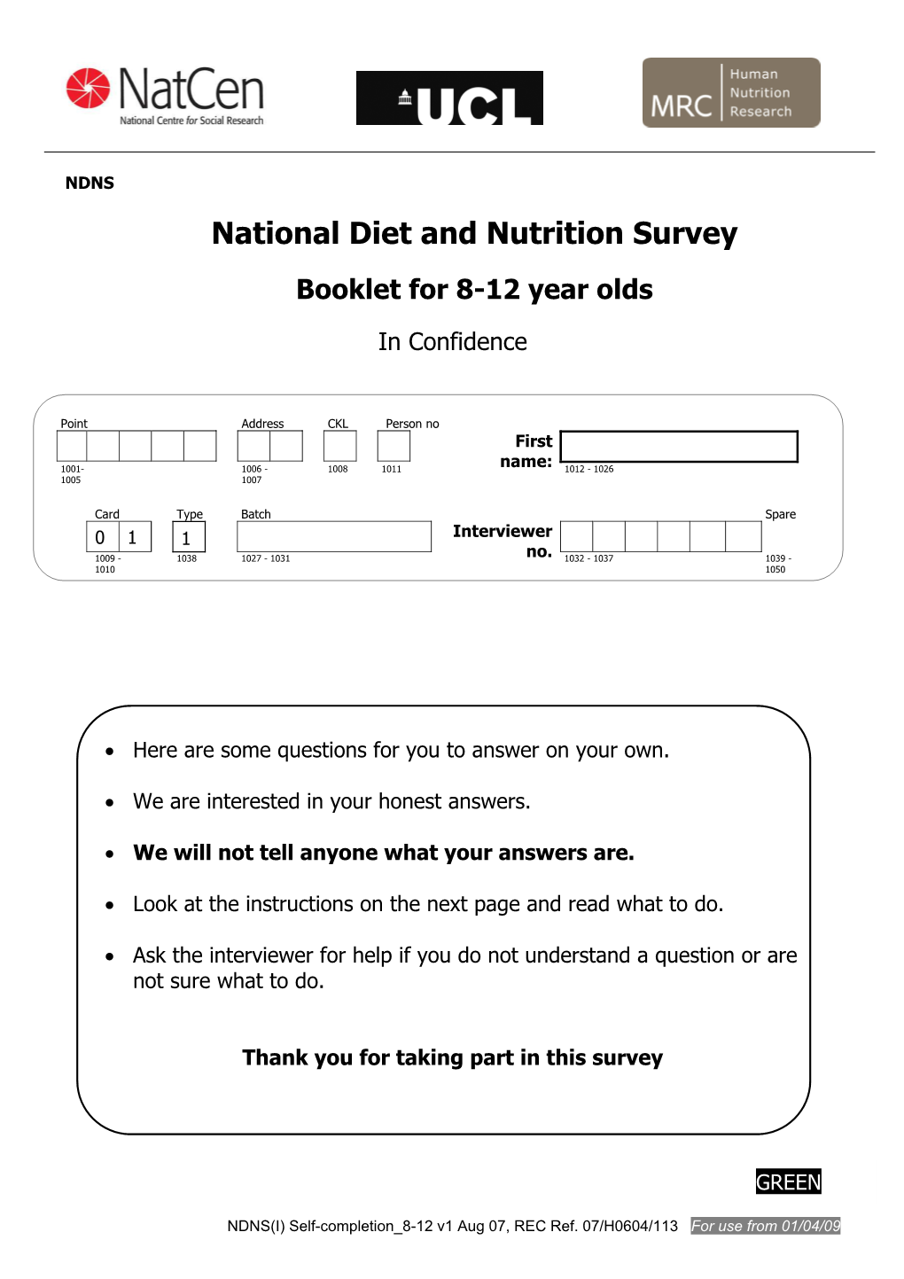 National Diet and Nutrition Survey