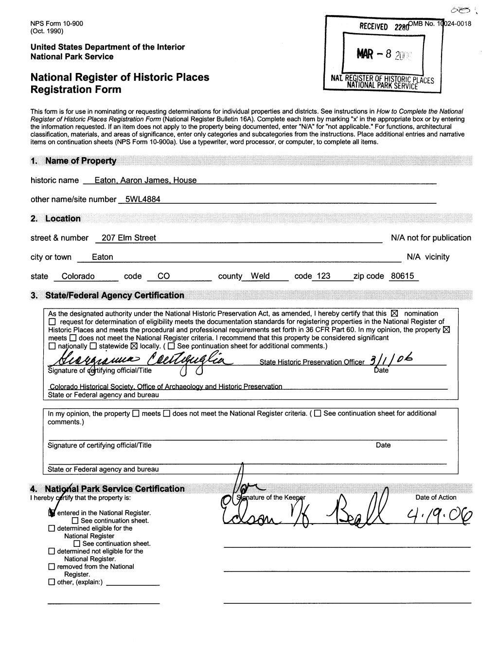 National Register of Historic Places Registration Form (National Register Bulletin 16A)