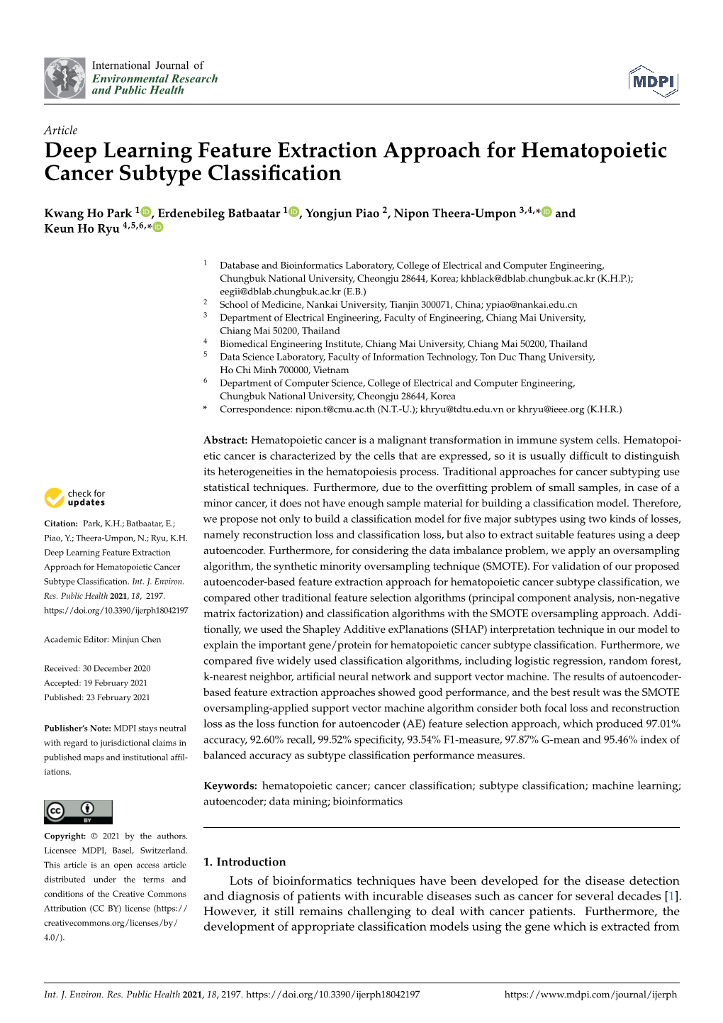 Deep Learning Feature Extraction Approach for Hematopoietic Cancer Subtype Classiﬁcation