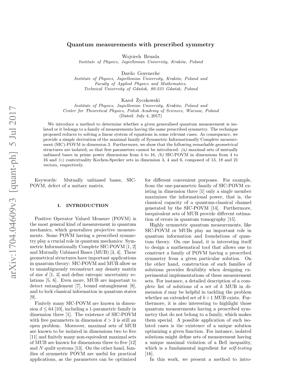 Arxiv:1704.04609V3 [Quant-Ph] 5 Jul 2017 Lations [5, 6]