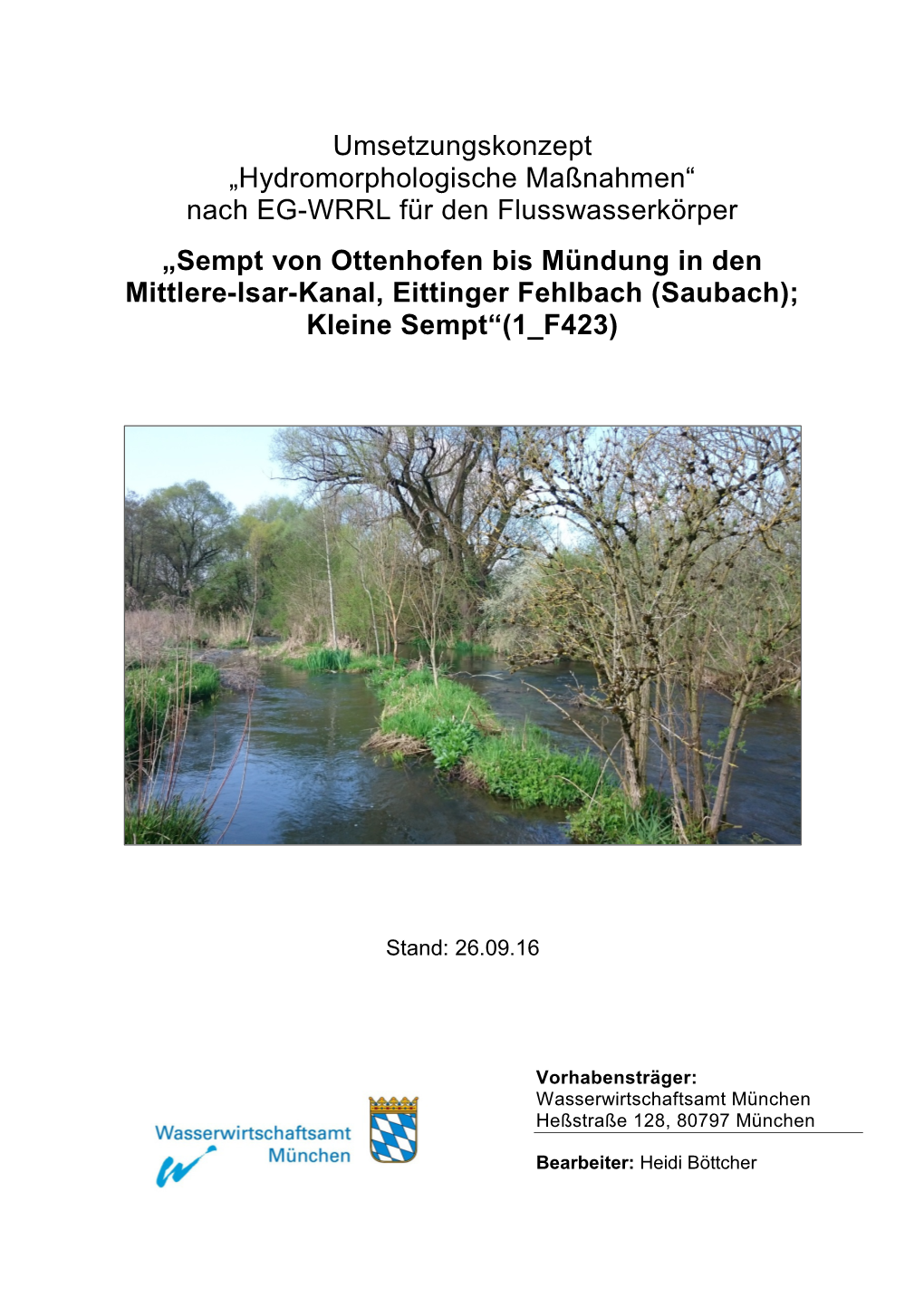 Sempt Von Ottenhofen Bis Mündung in Den Mittlere-Isar-Kanal, Eittinger Fehlbach (Saubach); Kleine Sempt“(1 F423)