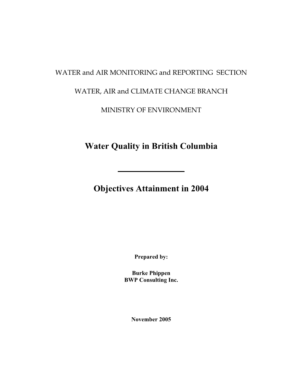 Water Quality in British Columbia