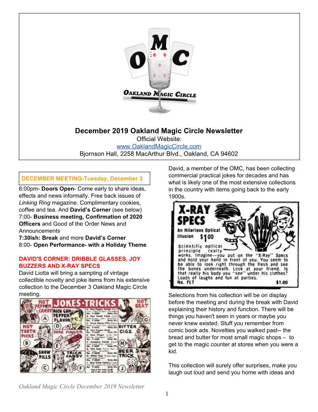 Download the December 2019 Newsletter