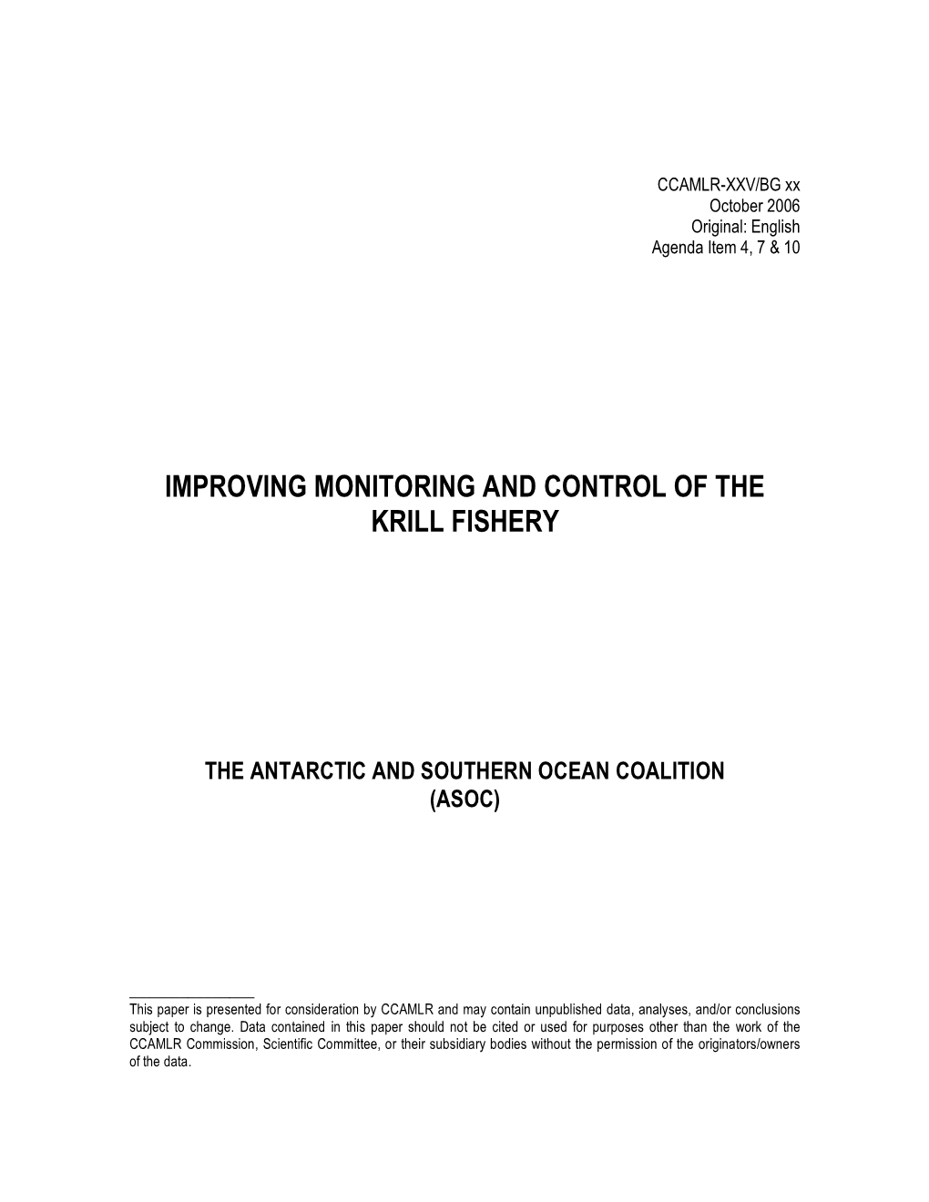 Improving Monitoring and Control of the Krill Fishery