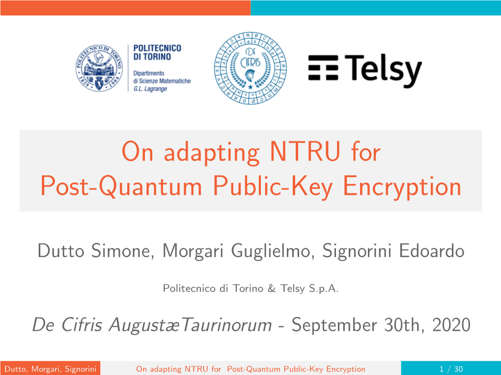 On Adapting NTRU for Post-Quantum Public-Key Encryption