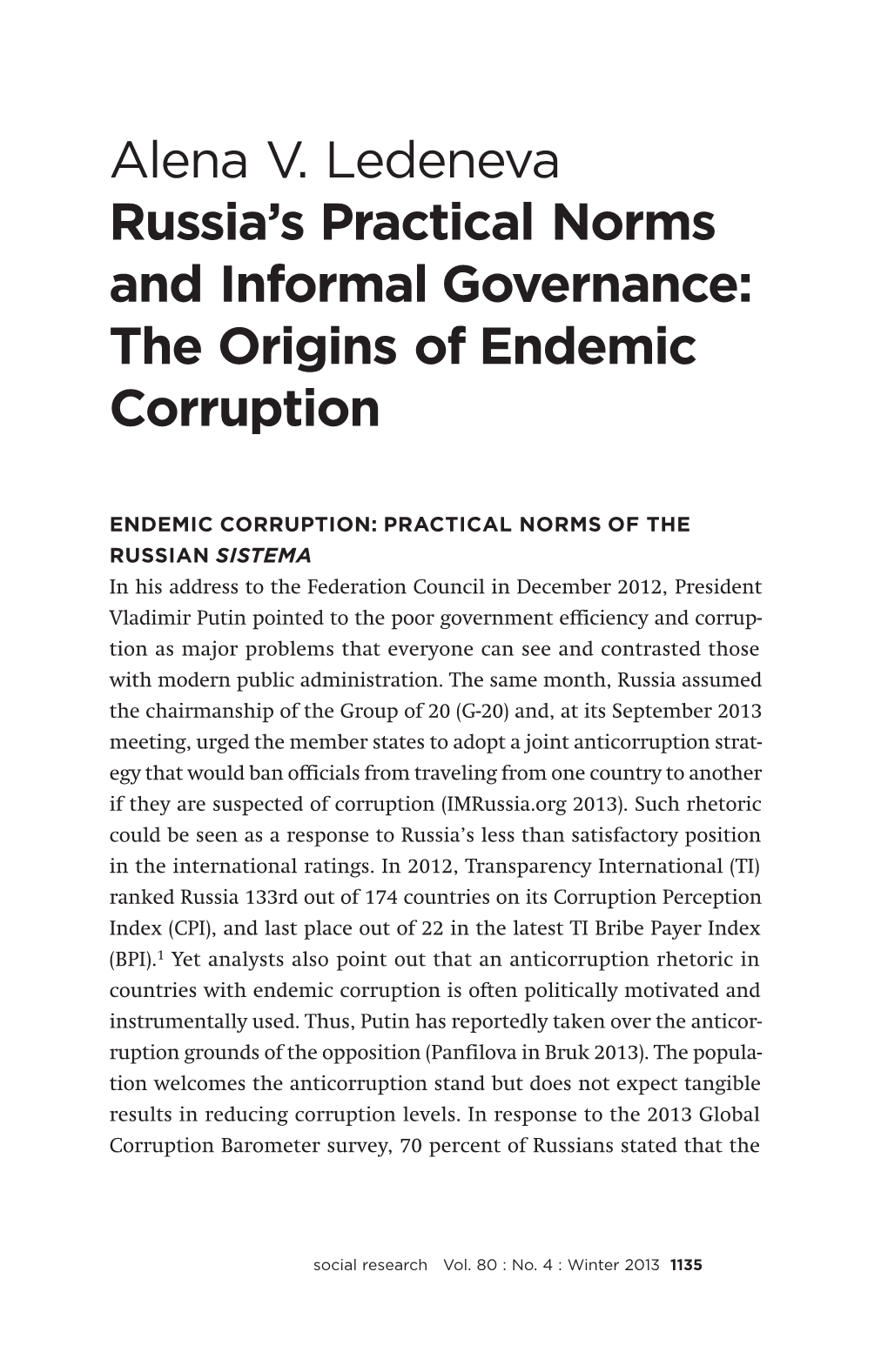 Alena V. Ledeneva Russia's Practical Norms and Informal Governance