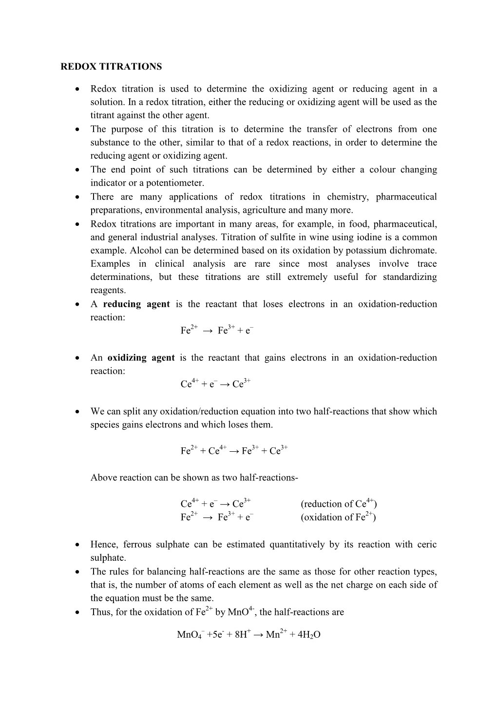 Redox Titrations