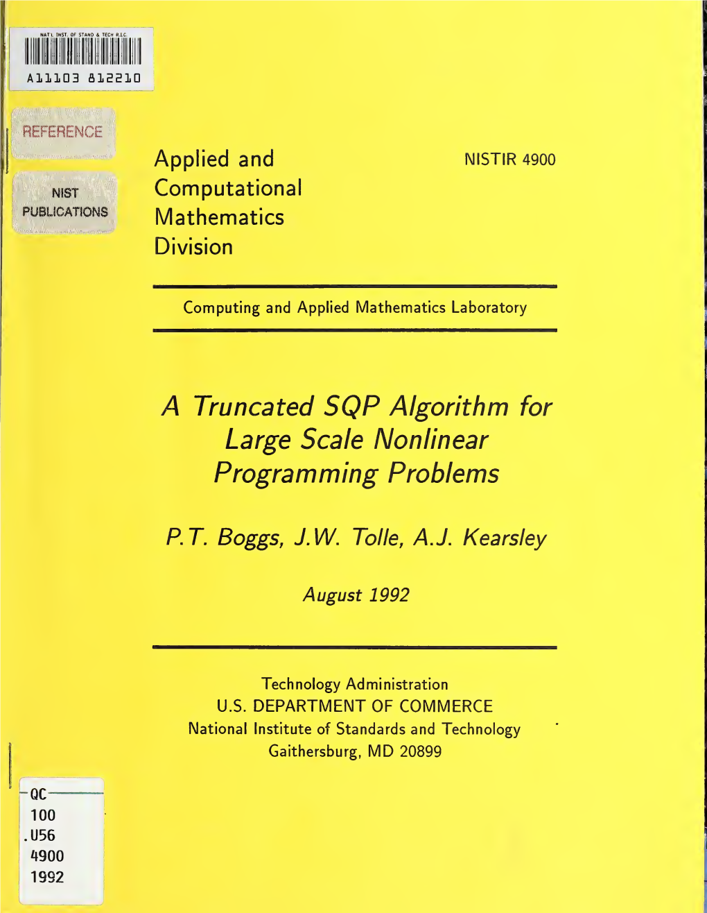 A Truncated SQP Algorithm for Large Scale Nonlinear Programming Problems